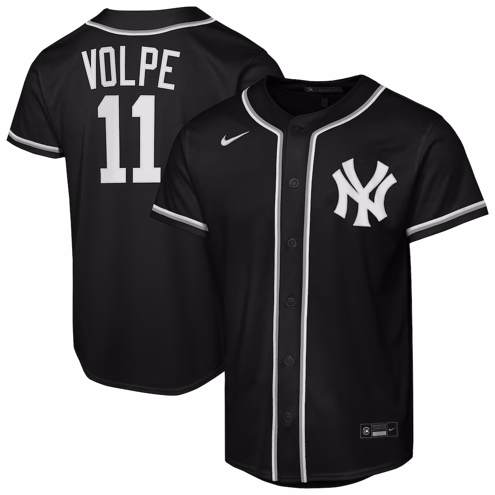 Youth New York Yankees Anthony Volpe Nike Black Fashion Replica Player Jersey - Jersey