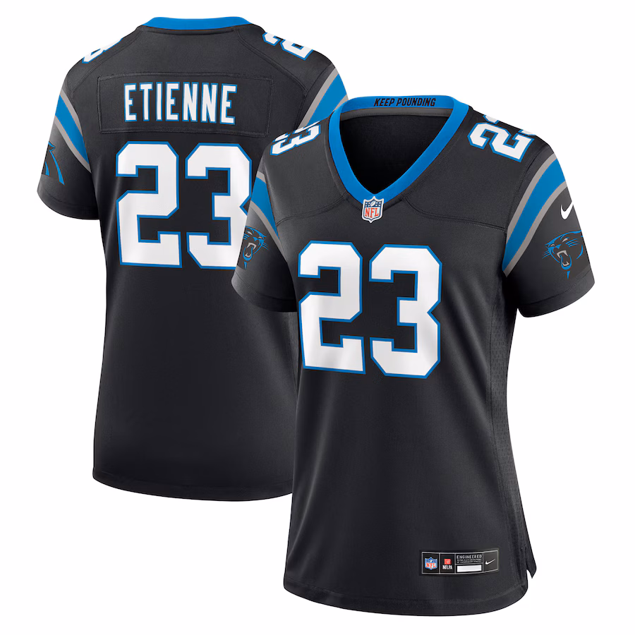 Women's Carolina Panthers Trevor Etienne Nike Black Team Game Jersey - Jersey