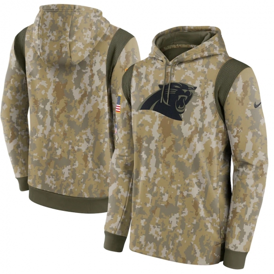 Men's Carolina Panthers Nike Camo 2021 Salute To Service Therma Performance Pullover Hoodie - Jersey
