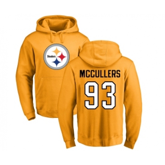 Football Pittsburgh Steelers #93 Dan McCullers Gold Name & Number Logo Pullover Hoodie - Jersey