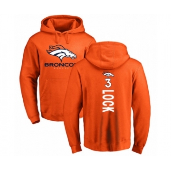 Football Denver Broncos #3 Drew Lock Orange Backer Pullover Hoodie - Jersey
