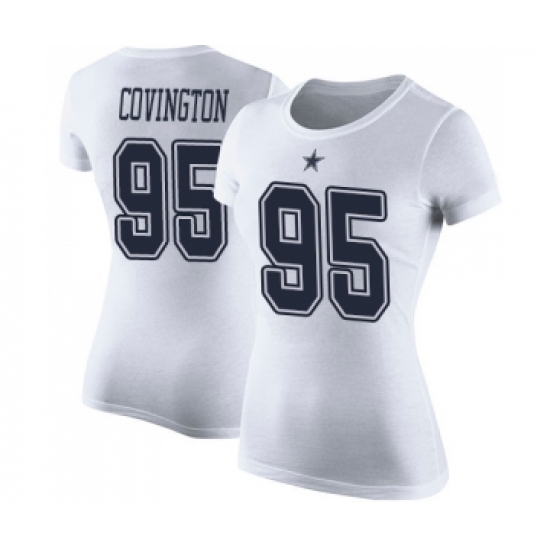 Football Women's Dallas Cowboys #95 Christian Covington White Rush Pride Name & Number T-Shirt - Jersey