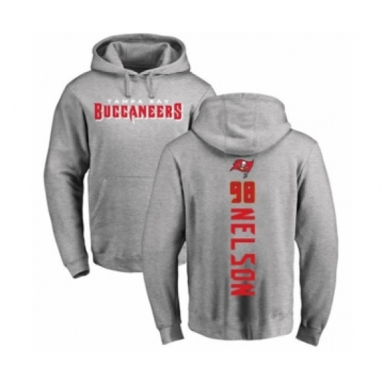 Football Tampa Bay Buccaneers #98 Anthony Nelson Ash Backer Pullover Hoodie - Jersey