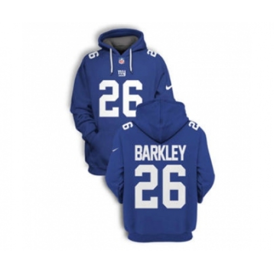 Men's New York Giants #26 Saquon Barkley 2021 Blue Pullover Football Hoodie - Jersey