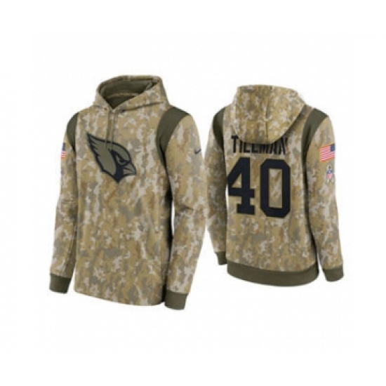 Men's Arizona Cardinals #40 Pat Tillman Camo 2021 Salute To Service Therma Performance Pullover Football Hoodie - Jersey