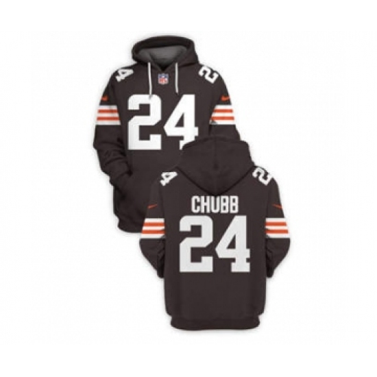Men's Cleveland Browns #24 Nick Chubb 2021 New Brown Pullover Football Hoodie - Jersey