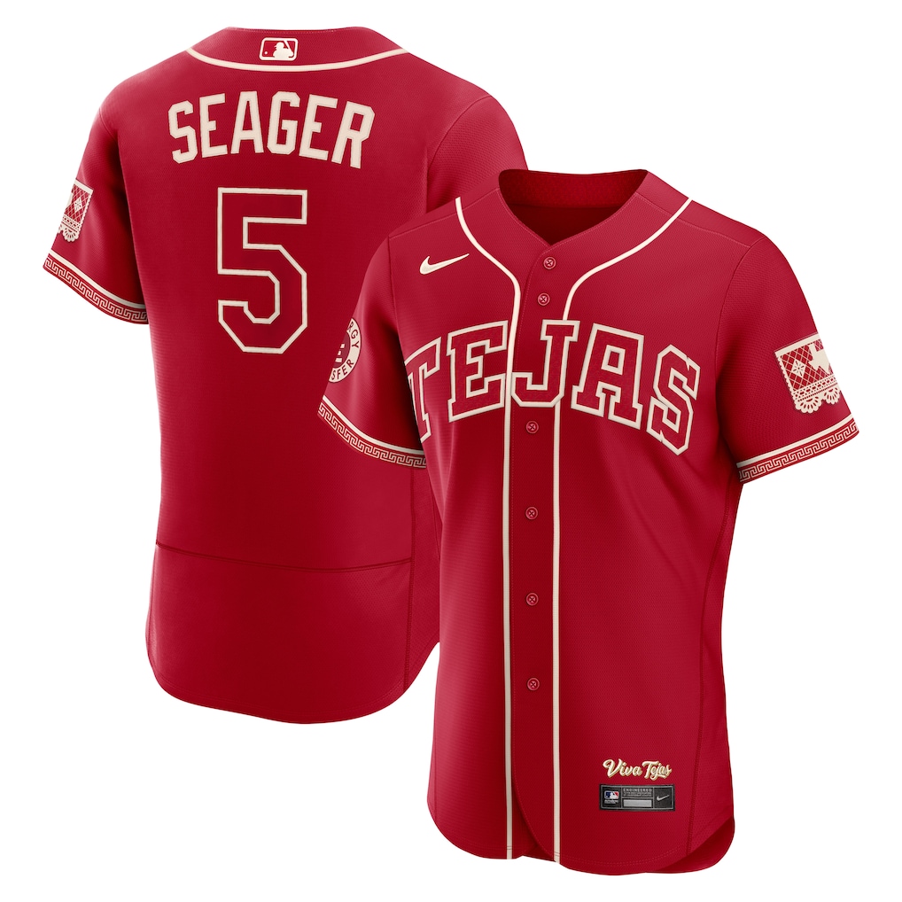 Men's Texas Rangers Corey Seager Nike Red 2026 City Connect Authentic Sponsor Patch Jersey - Jersey