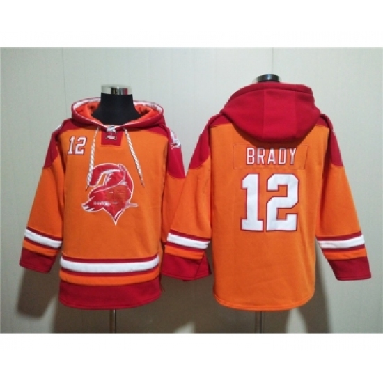 Men's Tampa Bay Buccaneers #12 Tom Brady Orange Red Ageless Must-Have Lace-Up Pullover Hoodie - Jersey