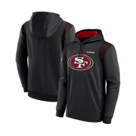 Men's San Francisco 49ers 2021 Black Sideline Logo Performance Pullover Hoodie - Jersey