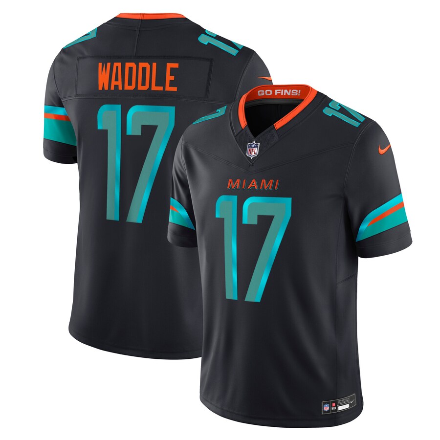 Men's Miami Dolphins Jaylen Waddle Nike Pitch Blue 2025 Rivalries Collection Limited Jersey - Jersey