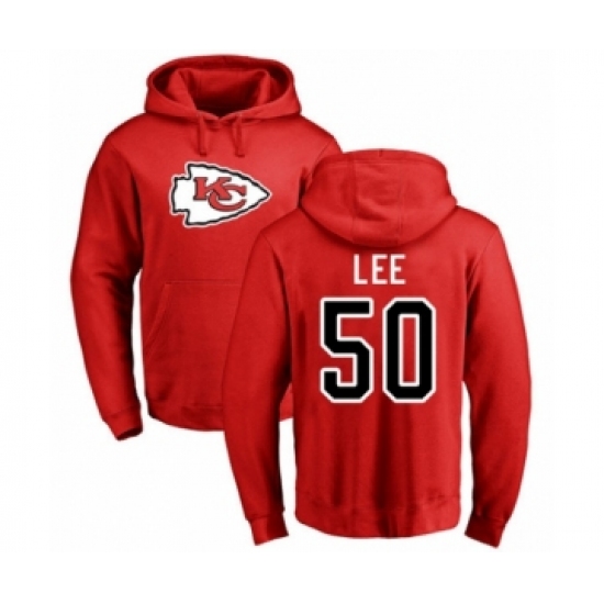 Football Kansas City Chiefs #50 Darron Lee Red Name & Number Logo Pullover Hoodie - Jersey