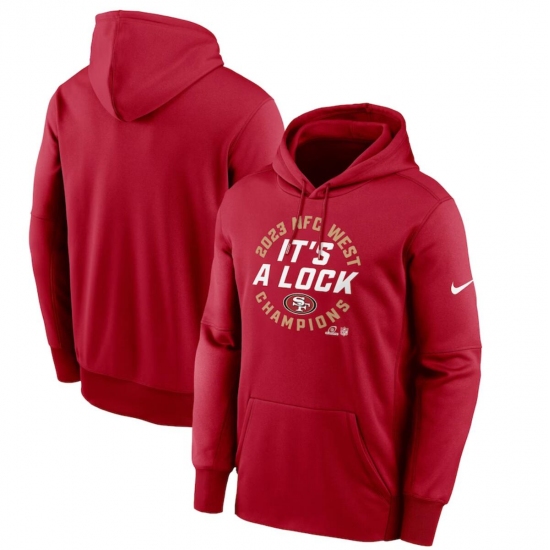 Men's San Francisco 49ers Scarlet 2023 NFC West Division Champions Locker Room Trophy Collection Pullover Hoodie - Jersey