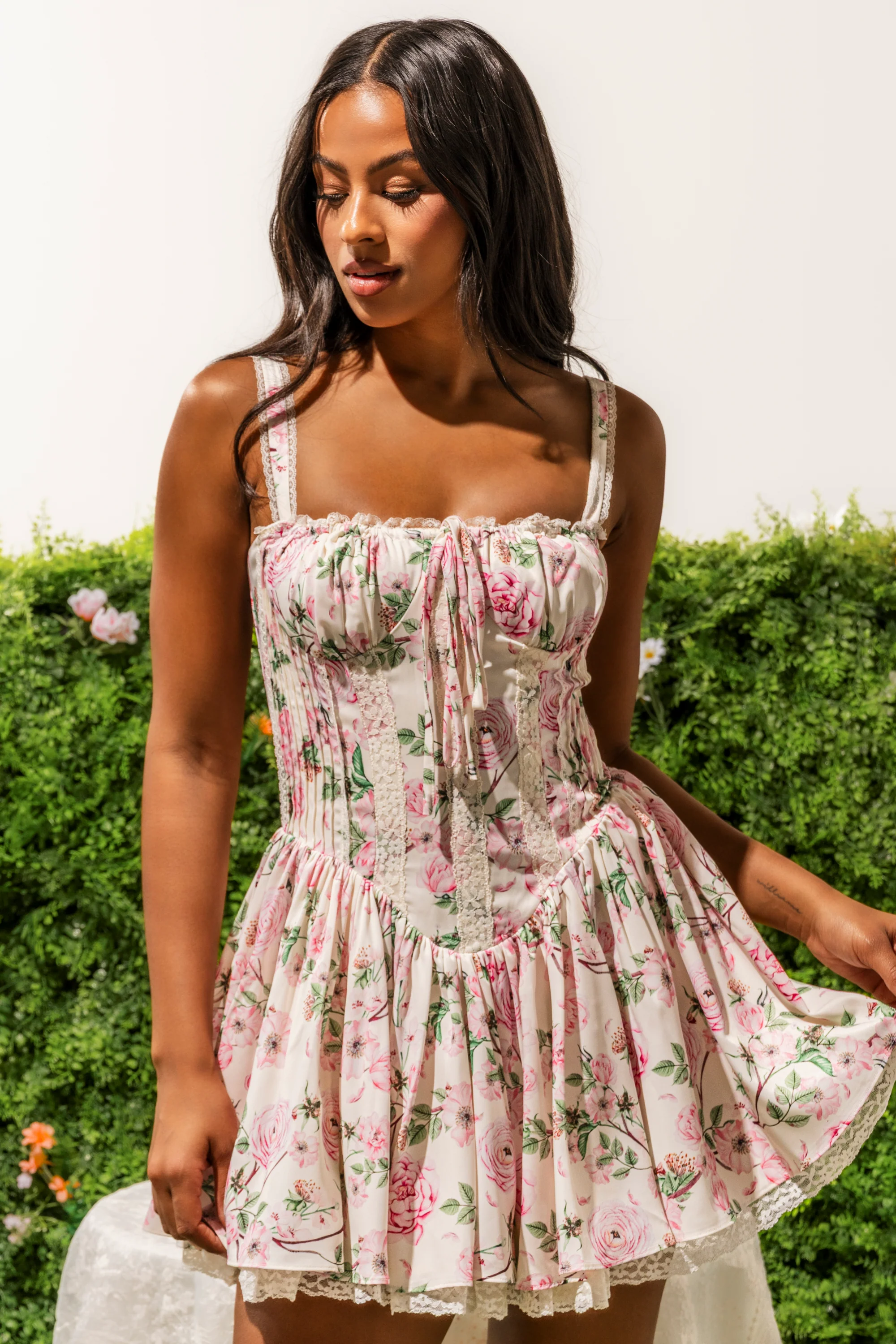 SELENE FLORAL MINI DRESS - Akira Wear