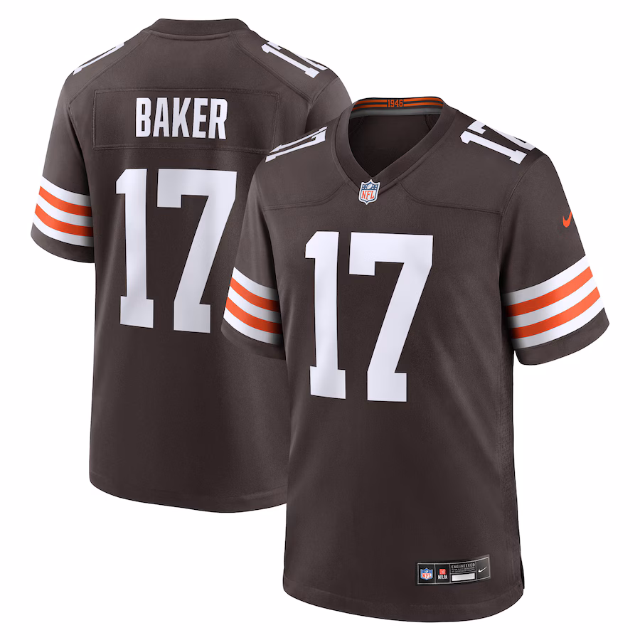 Men's Cleveland Browns Jerome Baker Nike Brown Team Game Jersey - Jersey