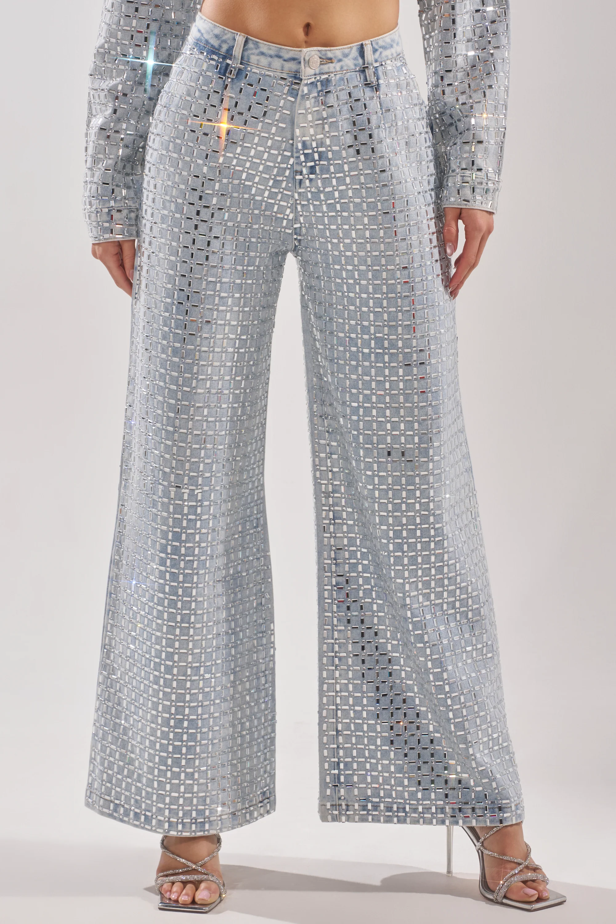 PICK N CHOOSE RHINESTONE WIDE LEG DENIM - Akira Wear