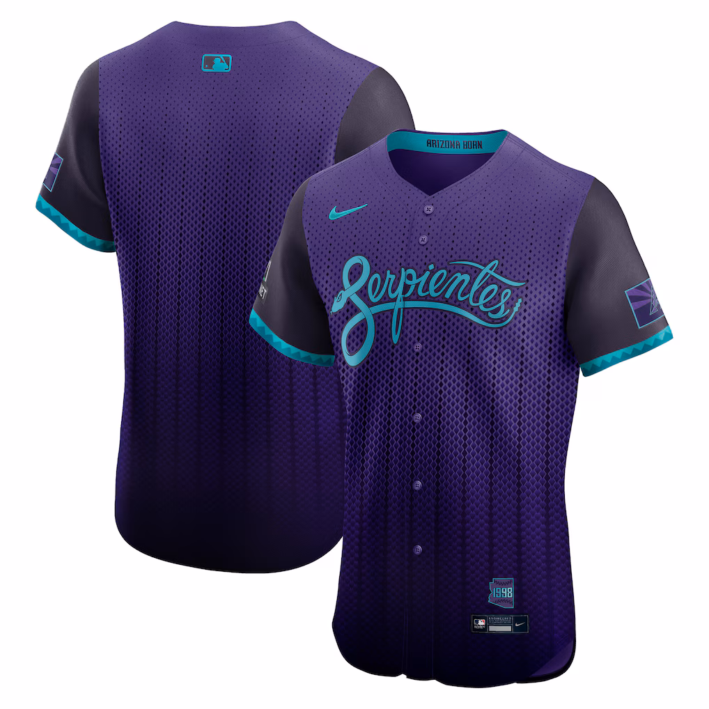 Men's Arizona Diamondbacks Nike Purple 2025 City Connect Elite Jersey With Sponsor Patch - Jersey