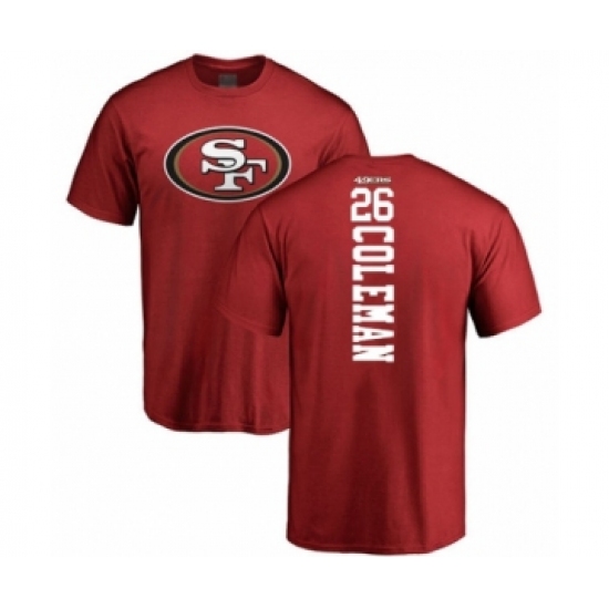 Football San Francisco 49ers #26 Tevin Coleman Red Backer T-Shirt - Jersey