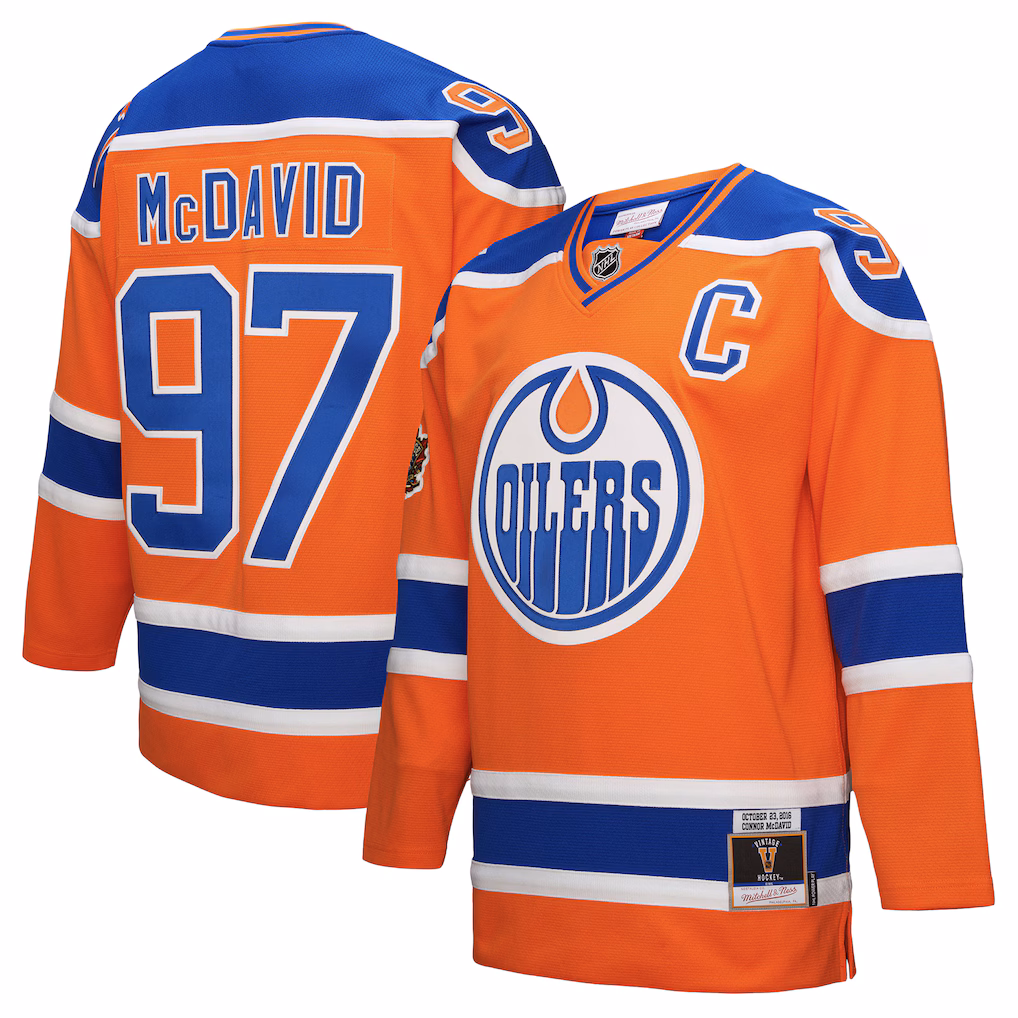 Men's Edmonton Oilers Connor McDavid Mitchell & Ness Orange Power Play Jersey - Jersey