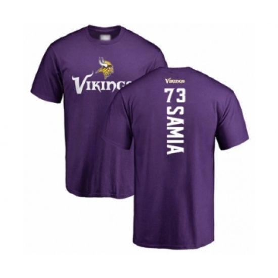 Football Minnesota Vikings #73 Dru Samia Purple Backer T-Shirt - Jersey