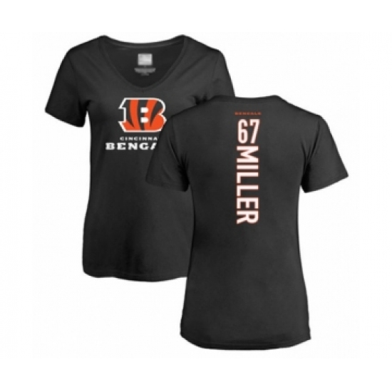 Football Women's Cincinnati Bengals #67 John Miller Black Backer T-Shirt - Jersey