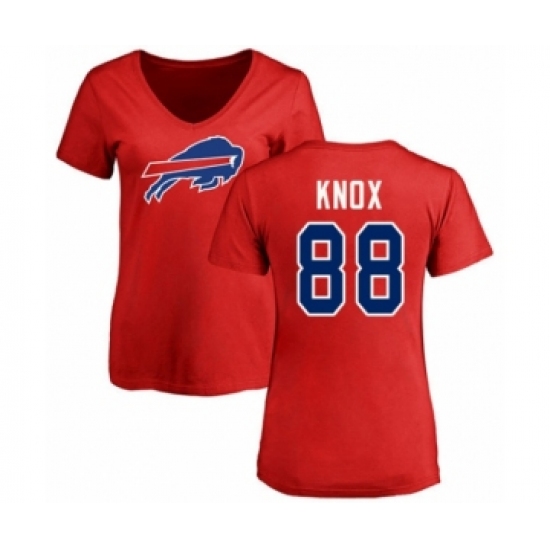Football Women's Buffalo Bills #88 Dawson Knox Red Name & Number Logo T-Shirt - Jersey