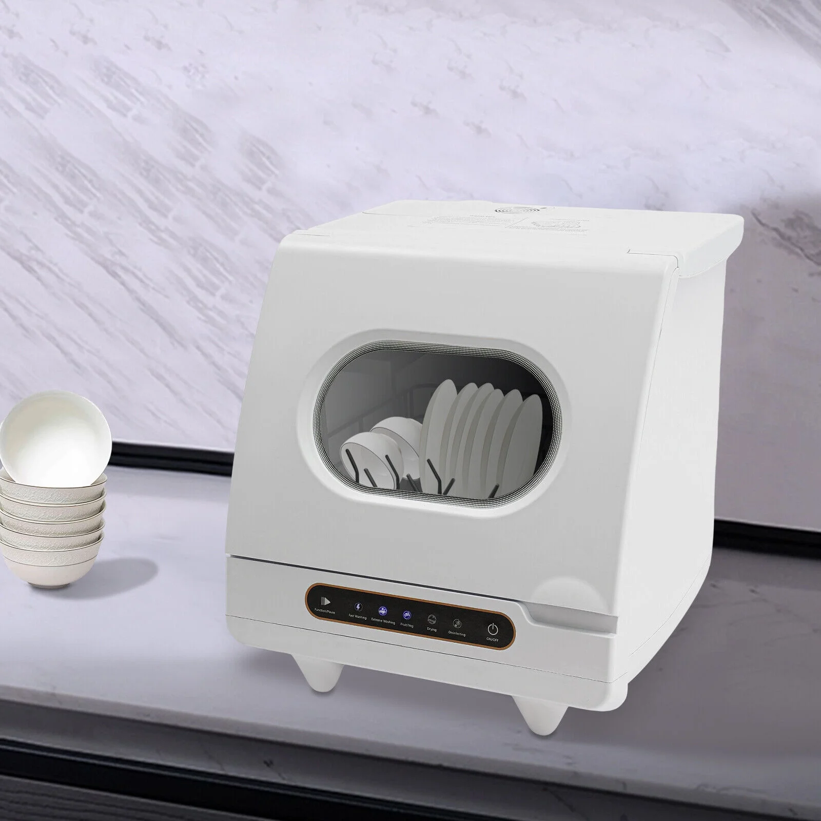 Portable Countertop Dishwasher 5 Washing Programs with Water Tank Leak-Proof Dry