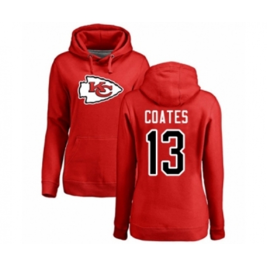 Football Women's Kansas City Chiefs #13 Sammie Coates Red Name & Number Logo Pullover Hoodie - Jersey