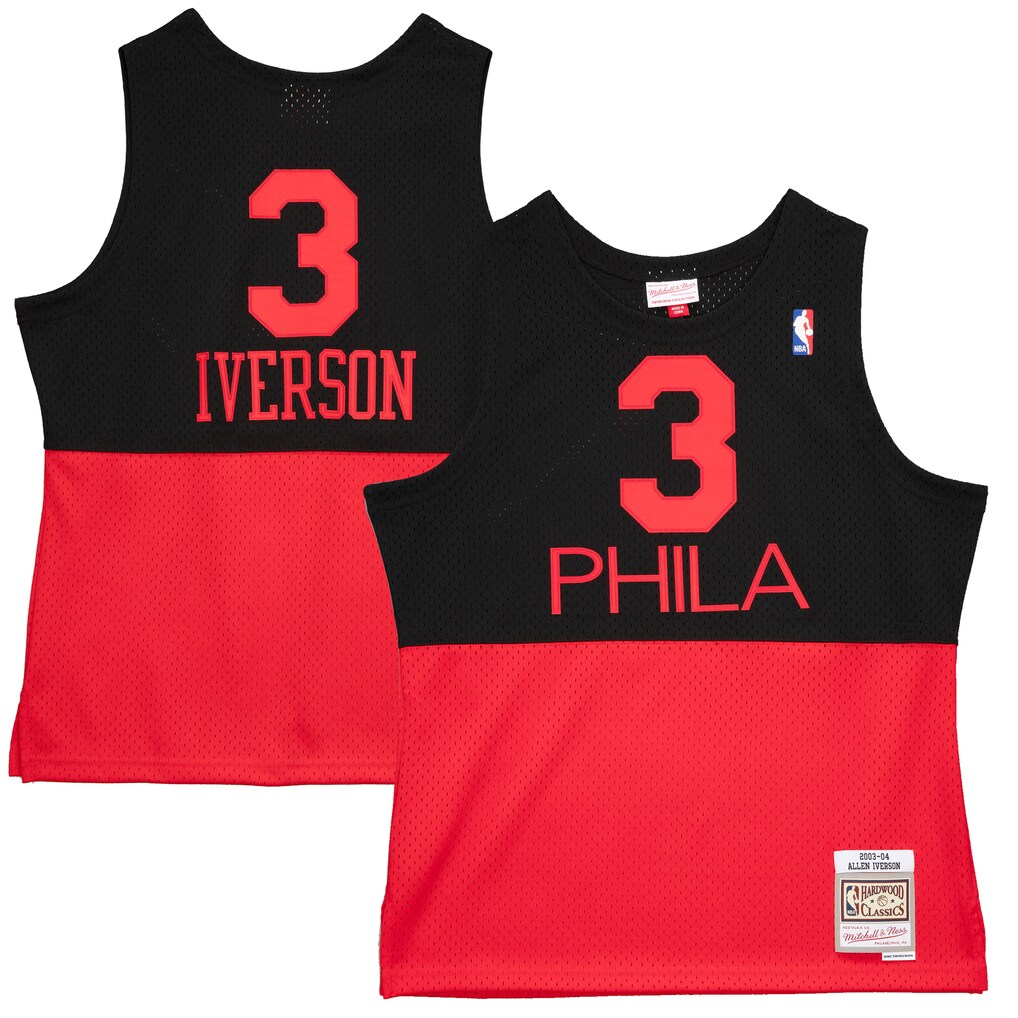 Men's Philadelphia 76ers Allen Iverson Mitchell & Ness Black 2003/04 Hardwood Classics Reload 2.0 Swingman Jersey - Jersey