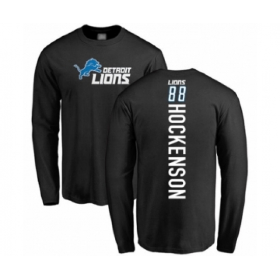 Football Detroit Lions #88 T.J. Hockenson Black Backer Long Sleeve T-Shirt - Jersey