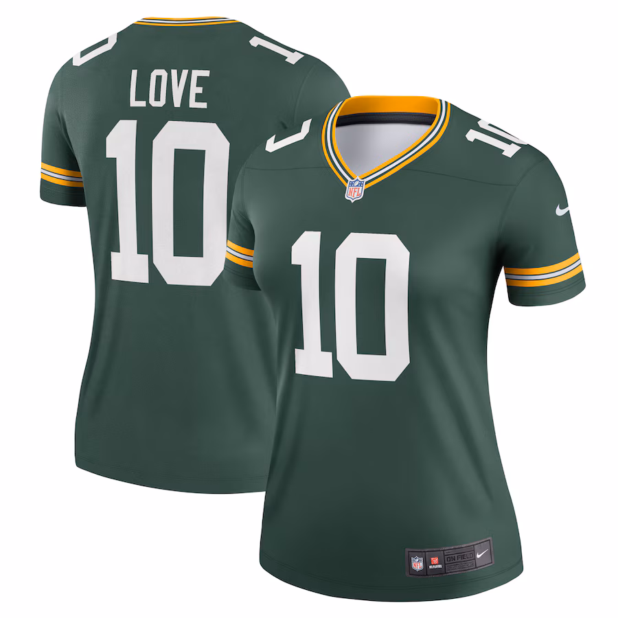 Women's Green Bay Packers Jordan Love Nike Green Legend Player Performance Top - Jersey