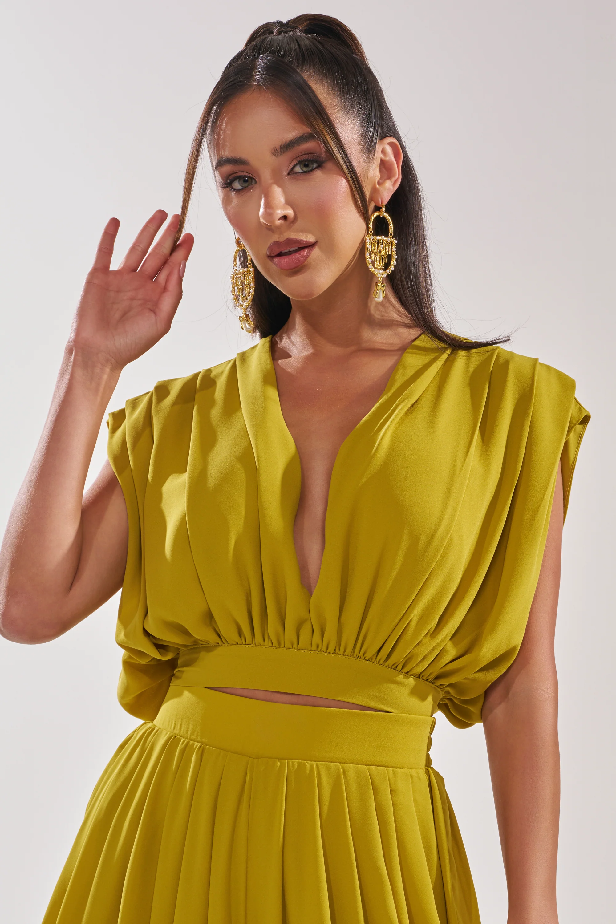 READY TO DANCE SLINKY BLOUSE IN CHARTREUSE - Akira Wear
