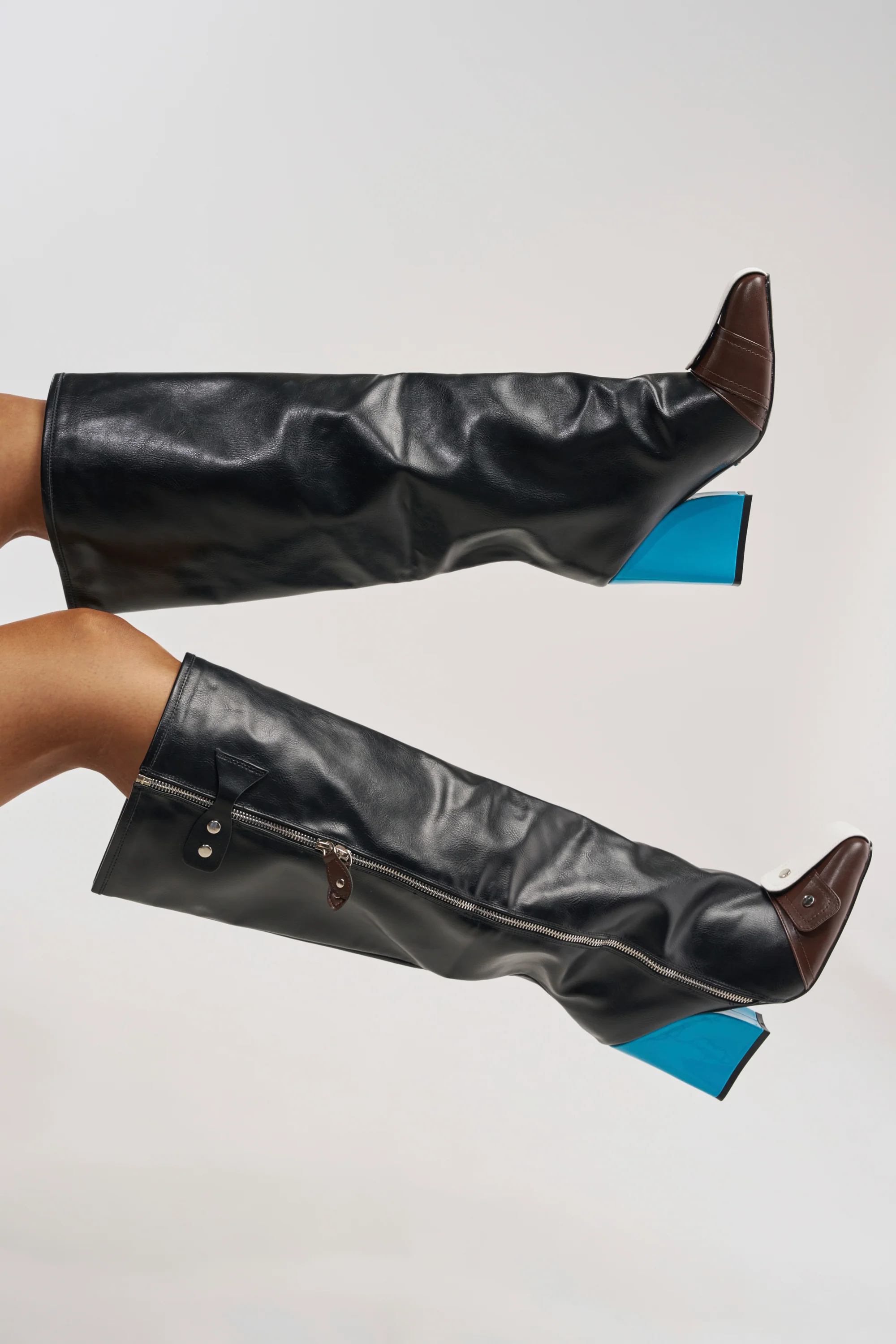 AZALEA WANG AXTON BLACK MULTI COLOR BLOCKED BLOCK BOOT - Akira Wear