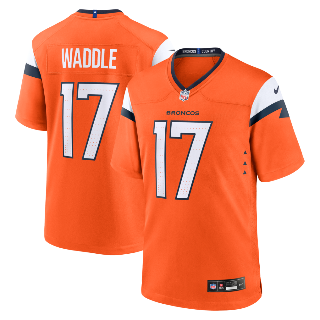 Men's Denver Broncos Jaylen Waddle Nike Orange Game Jersey - Jersey