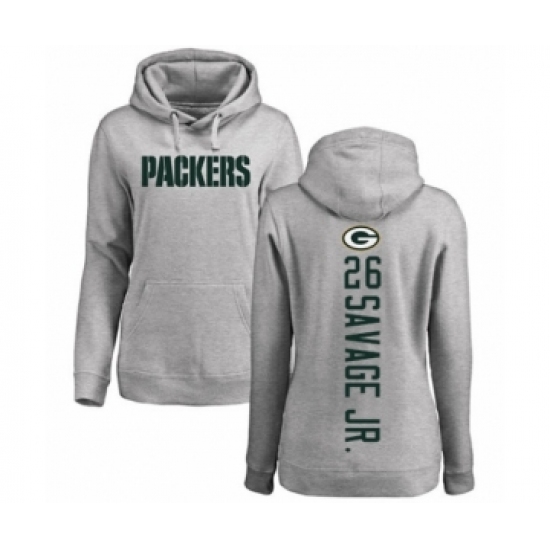 Football Women's Green Bay Packers #26 Darnell Savage Jr. Ash Backer Hoodie - Jersey