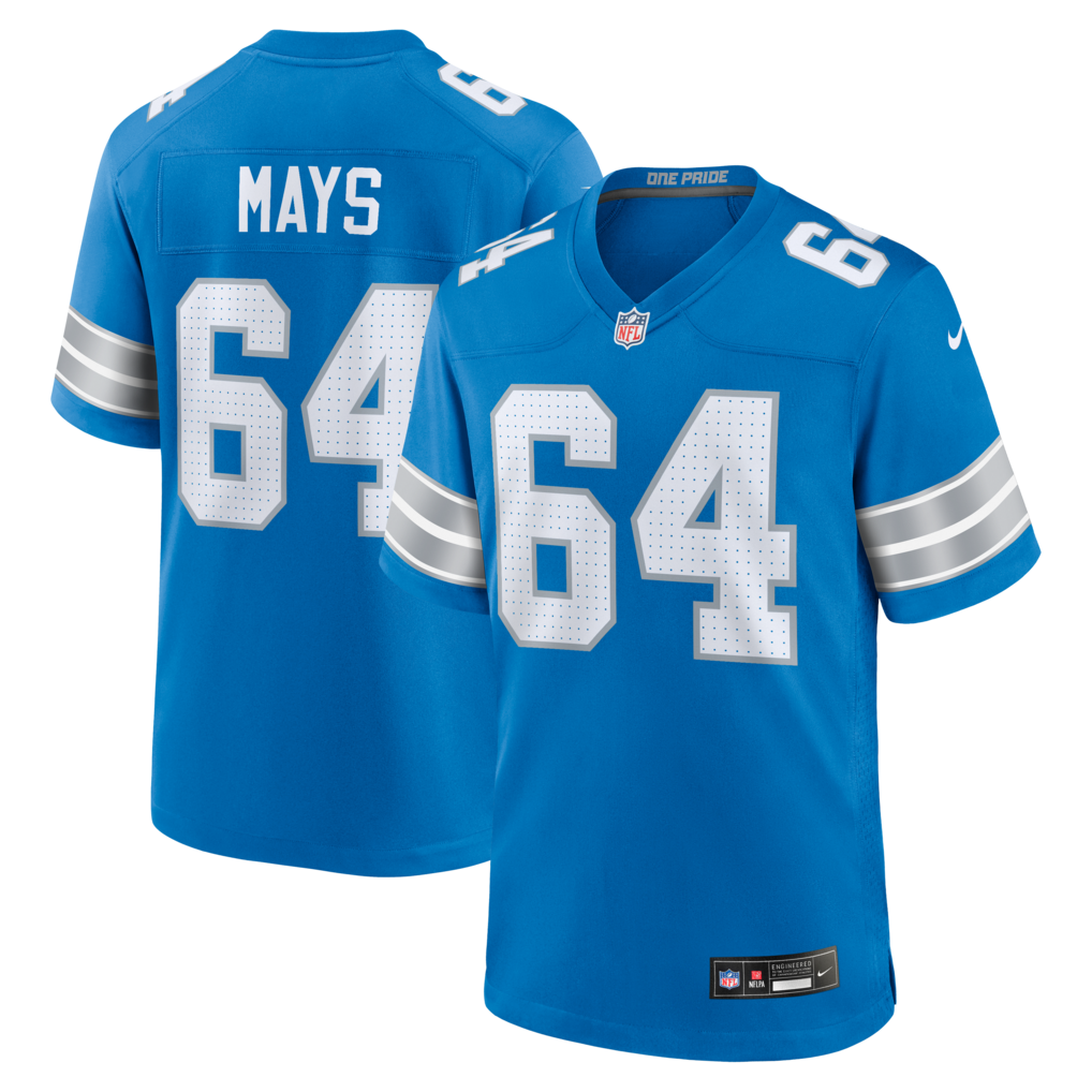 Men's Detroit Lions Cade Mays Nike Blue Team Game Jersey - Jersey