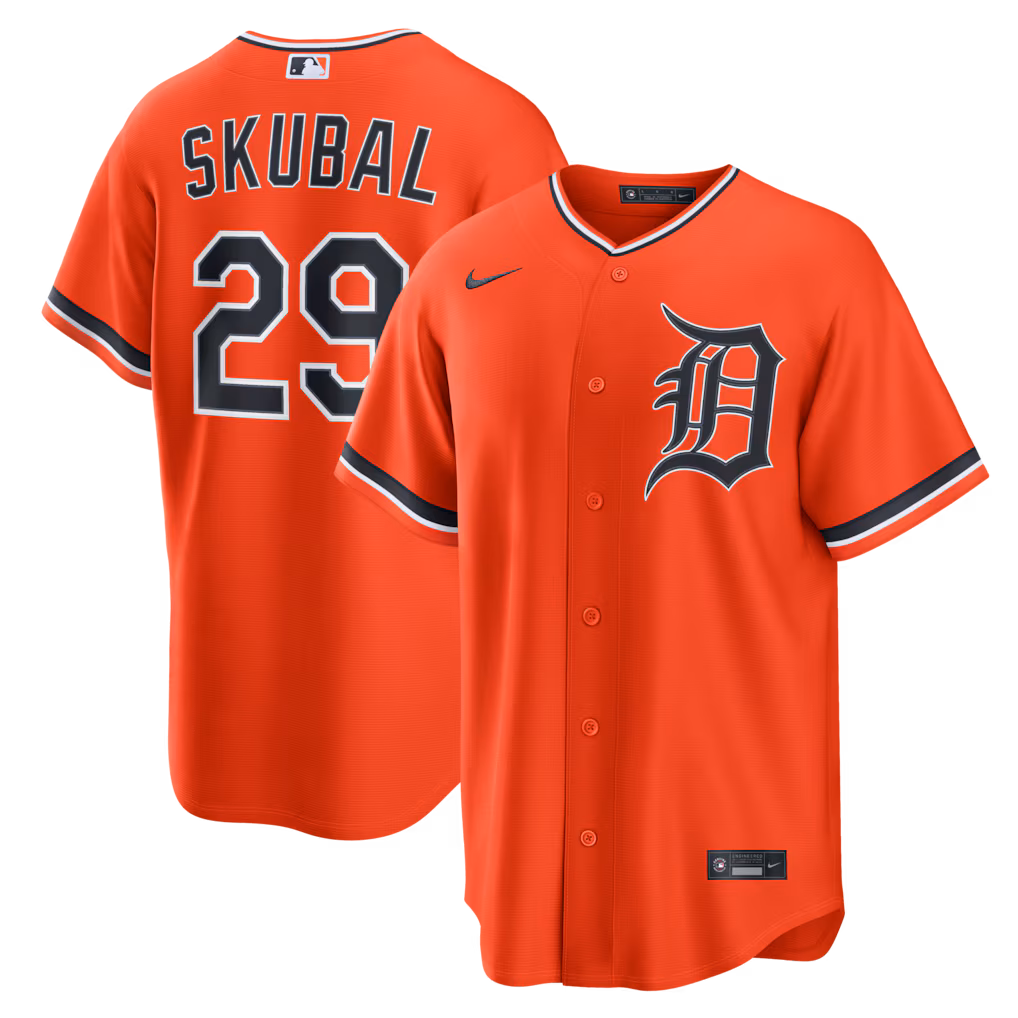 Men's Detroit Tigers Tarik Skubal Nike Orange Alternate Replica Jersey - Jersey