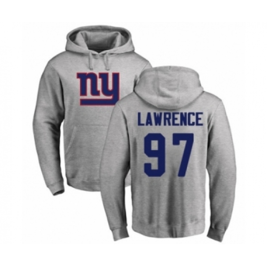 Football New York Giants #97 Dexter Lawrence Ash Name & Number Logo Pullover Hoodie - Jersey