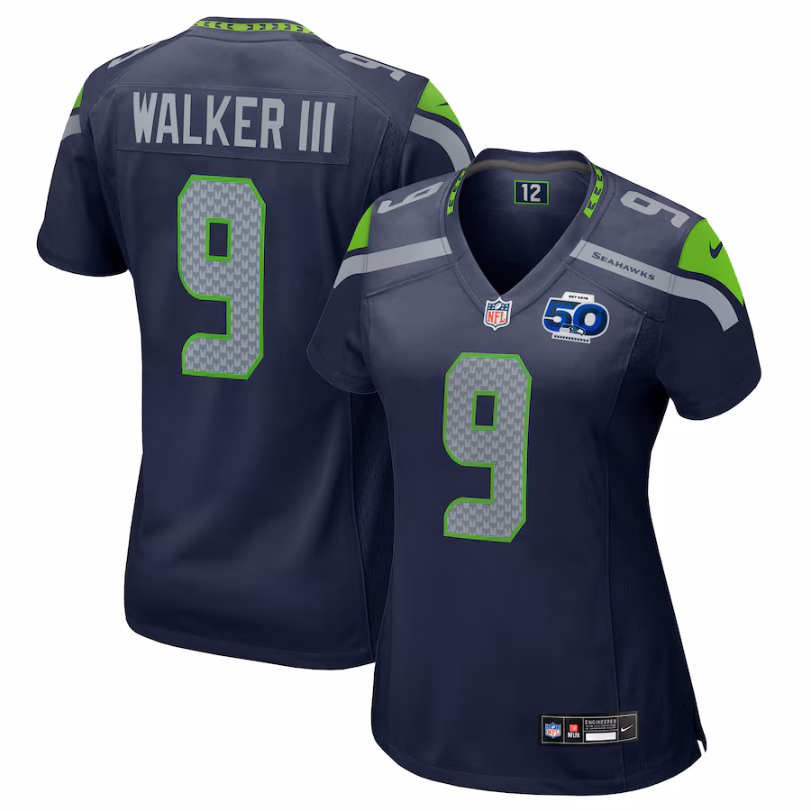 Women's Seattle Seahawks Kenneth Walker III Nike College Navy 50th Season Game Jersey - Jersey