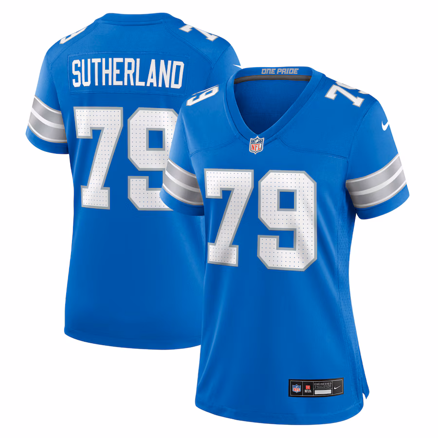 Women's Detroit Lions Keaton Sutherland Nike Blue Team Game Jersey - Jersey