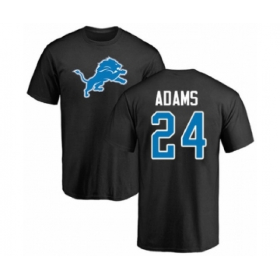 Football Detroit Lions #24 Andrew Adams Black Name & Number Logo T-Shirt - Jersey