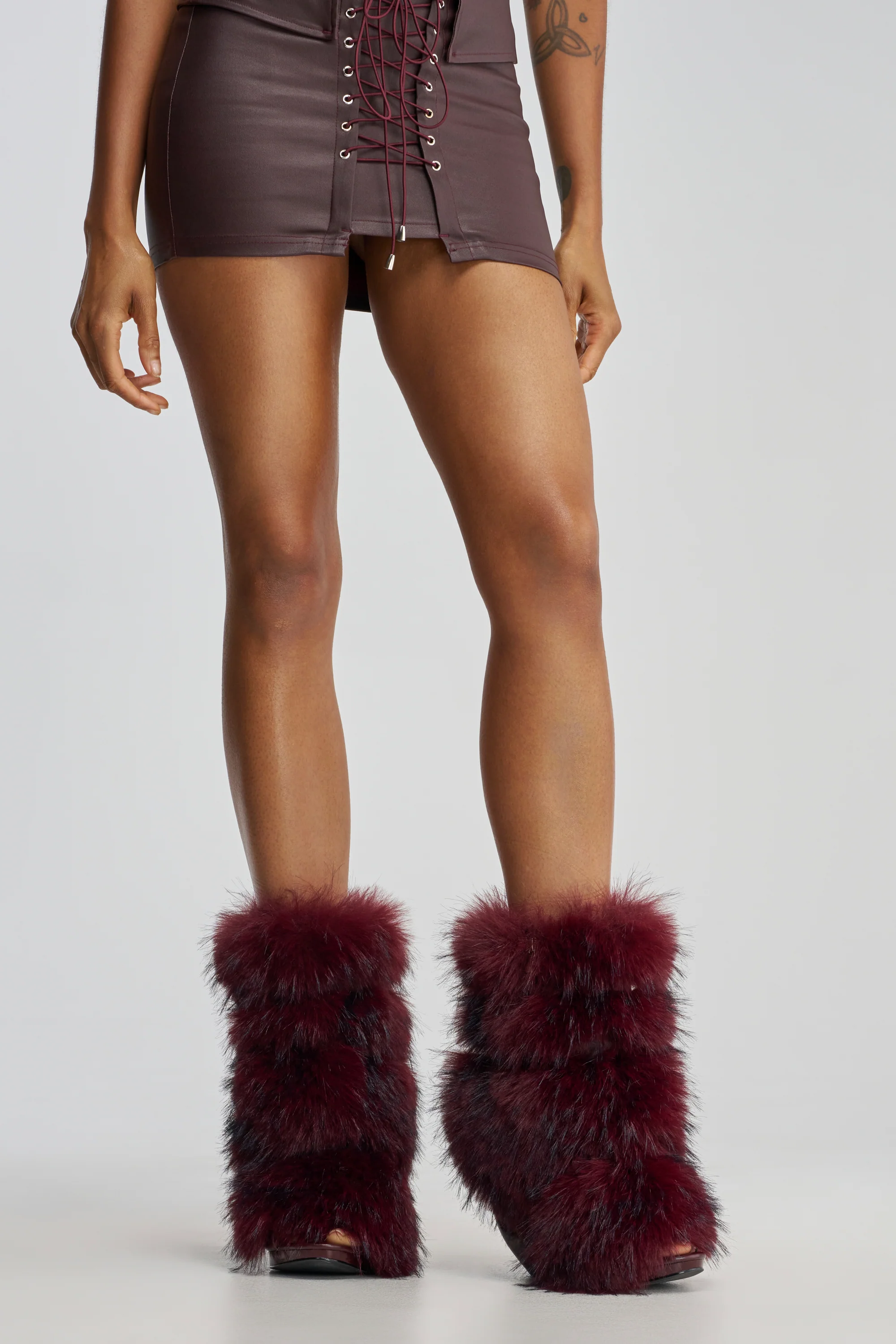 AZALEA WANG ELIANA BURGUNDY OPEN TOE WEDGE BOOTIE - Akira Wear