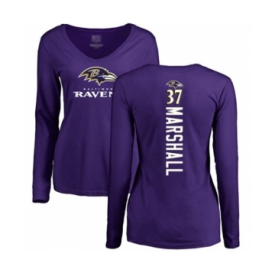 Football Women's Baltimore Ravens #37 Iman Marshall Purple Backer Long Sleeve T-Shirt - Jersey