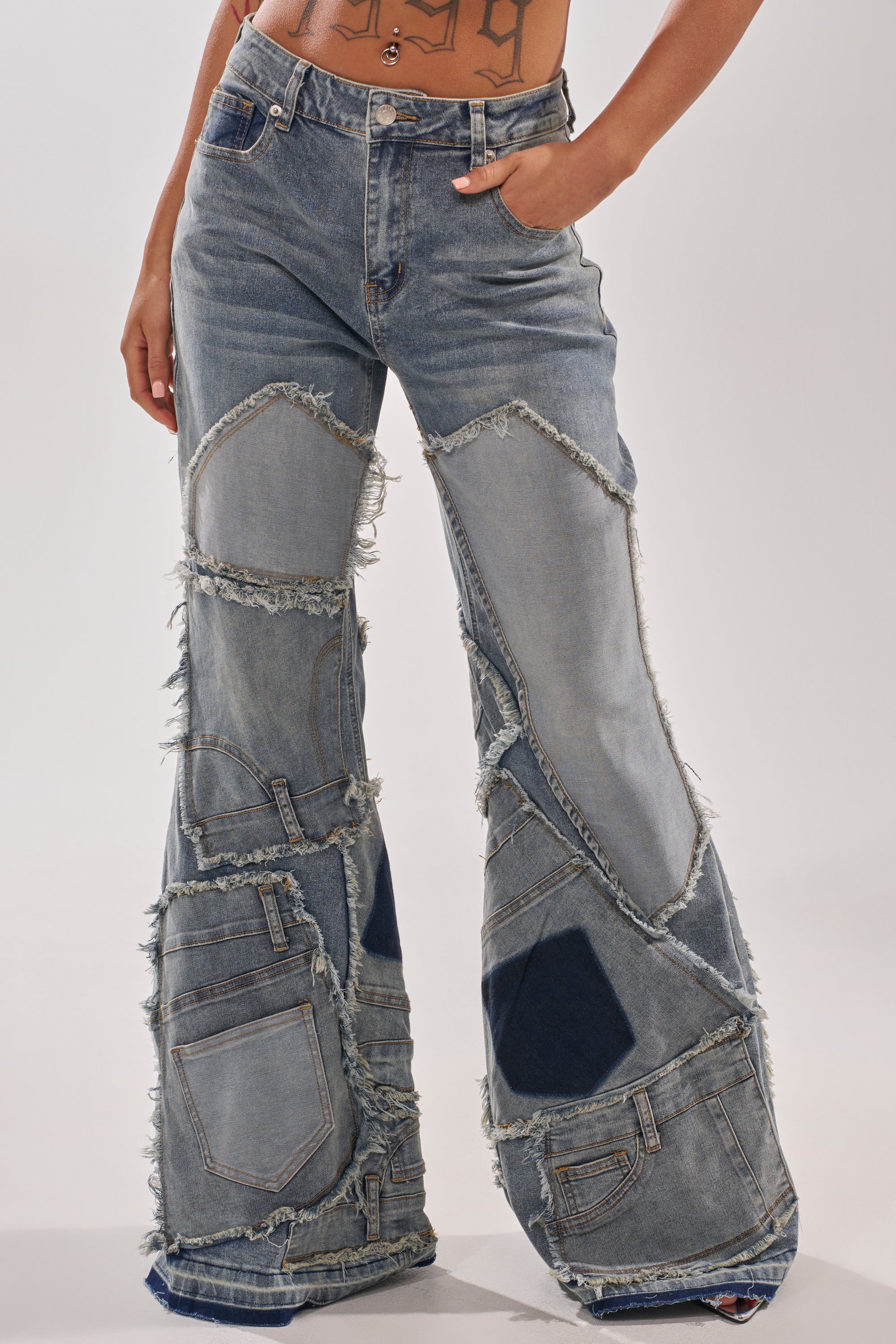 ALL OVER ME DENIM PATCHWORK JEANS - Akira Wear