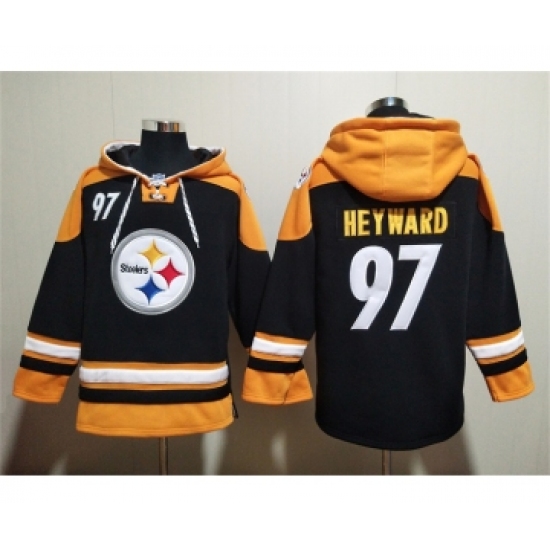 Men's Pittsburgh Steelers #97 Cameron Heyward Black Ageless Must-Have Lace-Up Pullover Hoodie - Jersey