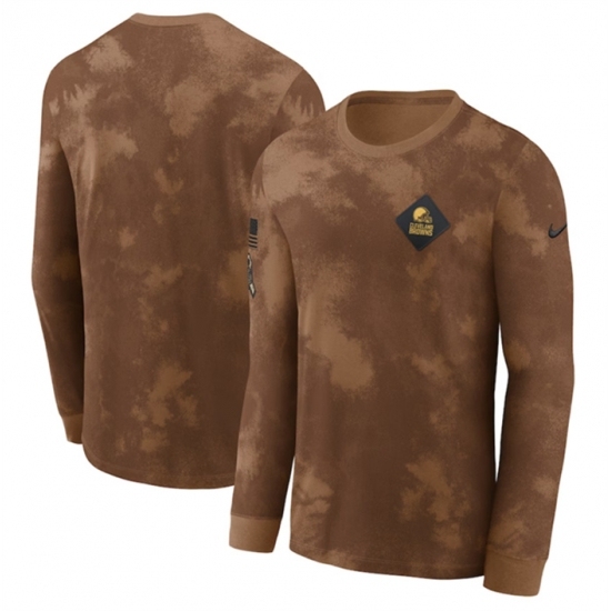 Men's Cleveland Browns Brown 2023 Salute To Service Long Sleeve T Shirt - Jersey