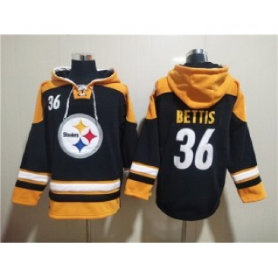 Men's Pittsburgh Steelers #36 Jerome Bettis Black Ageless Must-Have Lace-Up Pullover Hoodie - Jersey
