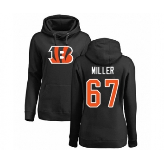 Football Women's Cincinnati Bengals #67 John Miller Black Name & Number Logo Pullover Hoodie - Jersey