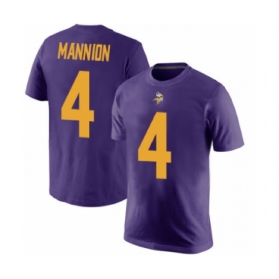 Football Minnesota Vikings #4 Sean Mannion Purple Rush Pride Name & Number T-Shirt - Jersey