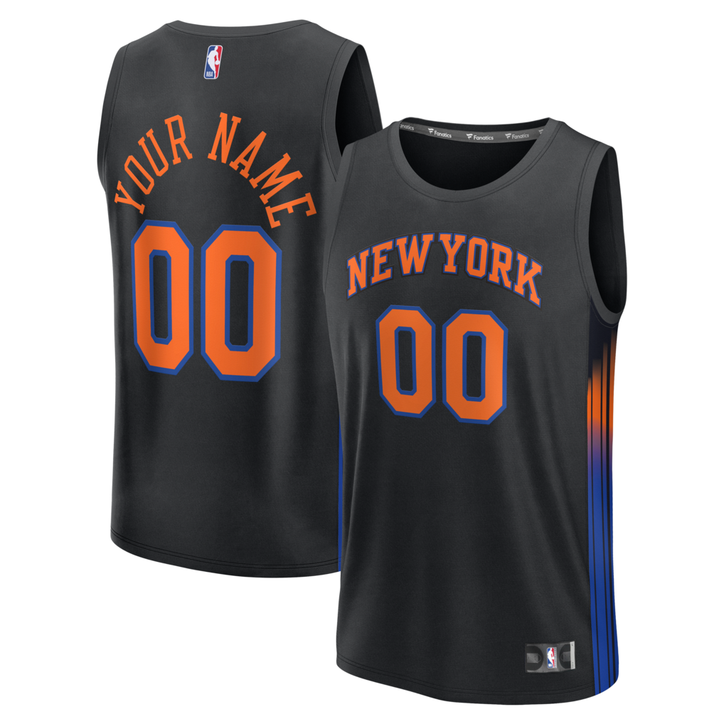 Youth New York Knicks Fanatics Black Fast Break Custom Jersey - Statement Edition - Jersey