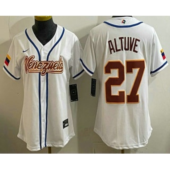 Women's Venezuela #27 Jose Altuve White 2026 World Baseball Classic Cool Base Jersey - Jersey